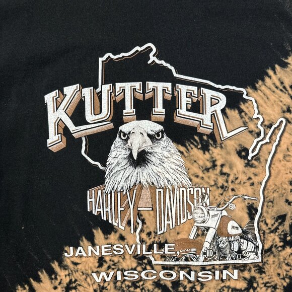 Vintage Harley Davidson Free Spirit AOP Bleach Dyed T-Shirt Adult XXL 2XL Kutter - Picture 10 of 10